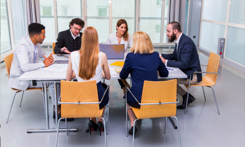 Illustration of a team working together